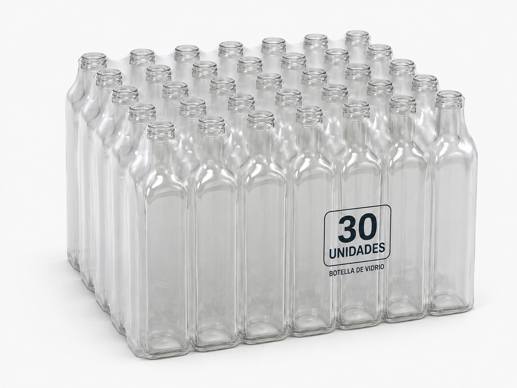 PACK X30 BOT CUADR 250 CC CRISTAL 