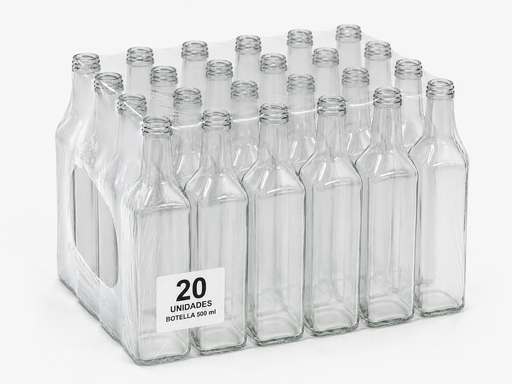 [PACK 20002-1] PACK X20 BOT CUADR 500 CC CRISTAL 