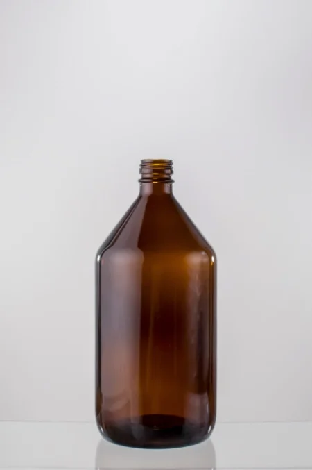 Botella de vidrio ámbar de 1000cc Jarabe de litro con tapa a rosca