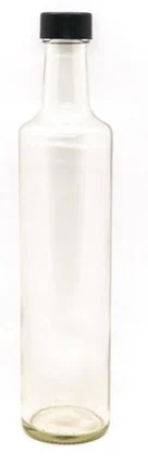 Botella de vidrio Cilíndrica 500cc Pico Largo Aceite Vinagre con tapa a rosca o corcho
