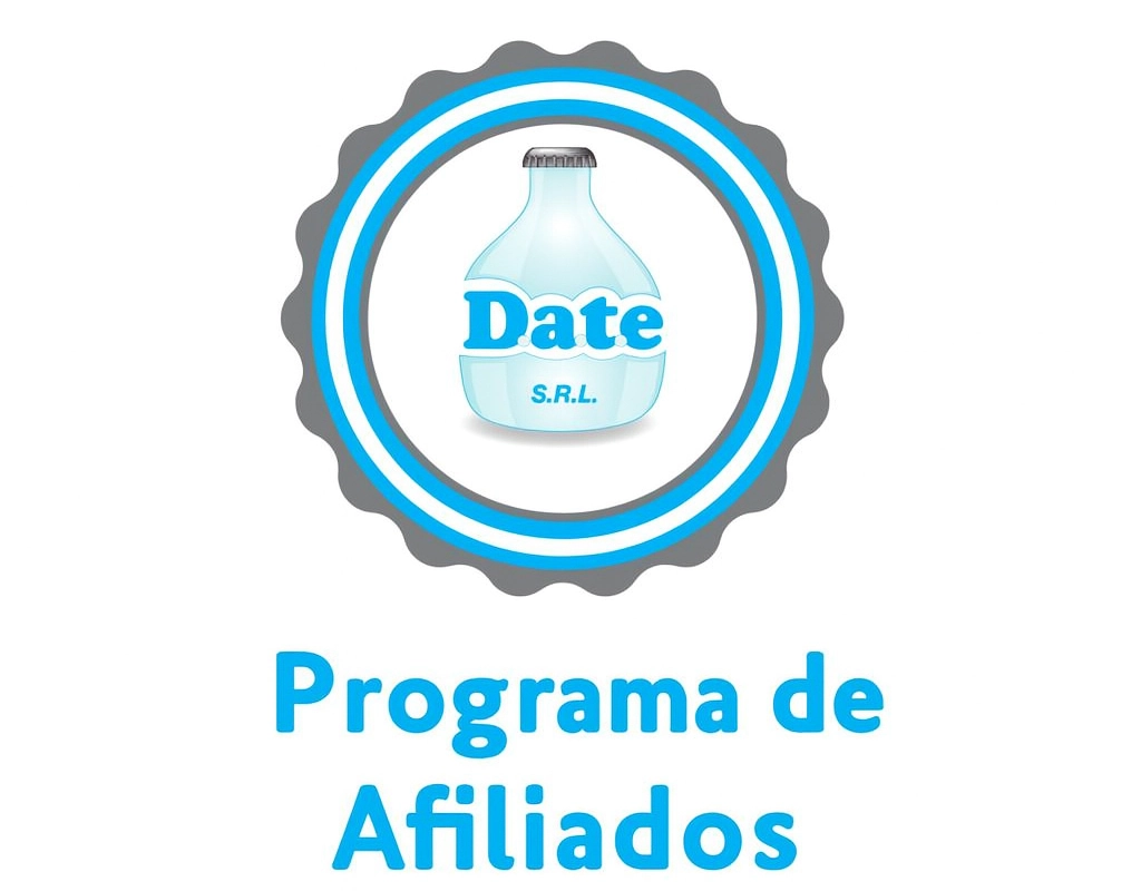 Logo del Programa de Afiliados de DATE SRL sobre fondo blanco, ideal para destacar el branding de la distribuidora de tapas y envases de vidrio